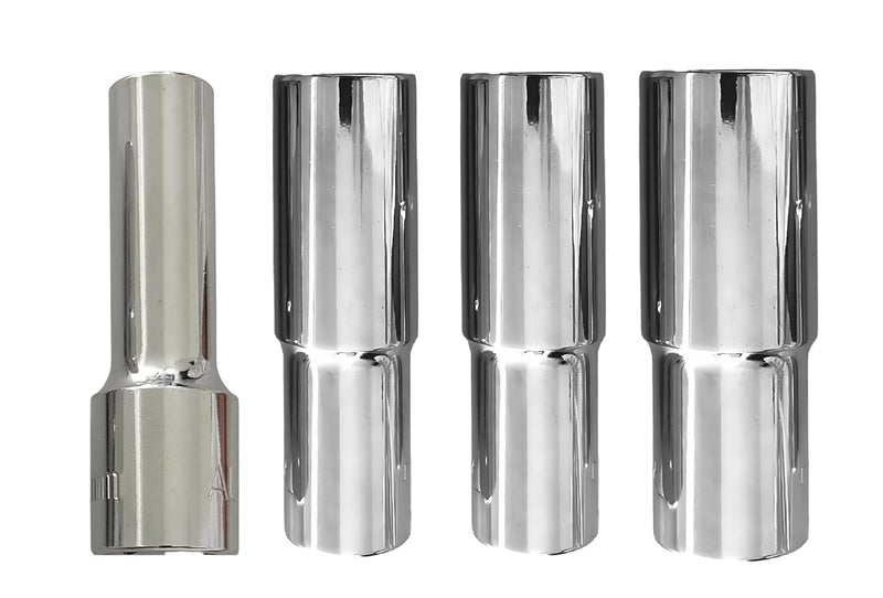 4 NEX 8mm + 17mm + 19mm + 21mm, 1/2" Drive Hex Long Chrome Vanadium Steel, Anti Rust, Heavy Duty Socket - Image 1