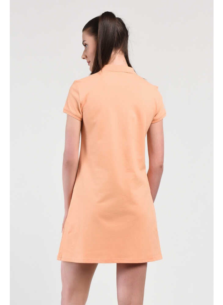 UCLA Madeira Orange Polo Neck Embroidered Women's Dress  - Image 5