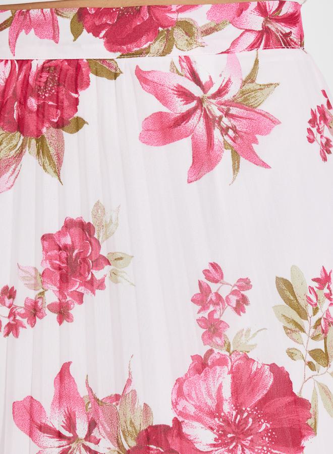 Styli Floral Print Pleated Midi Skirt  - Image 3
