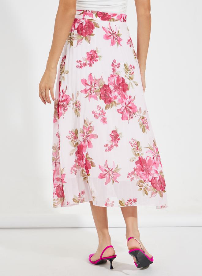 Styli Floral Print Pleated Midi Skirt  - Image 4