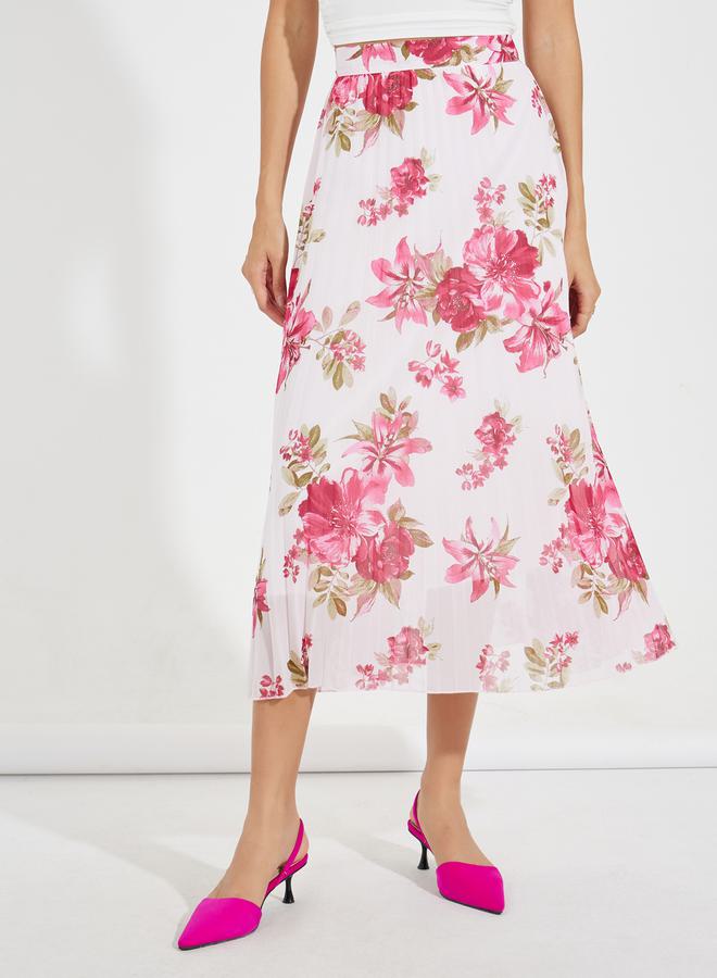 Styli Floral Print Pleated Midi Skirt  - Image 2