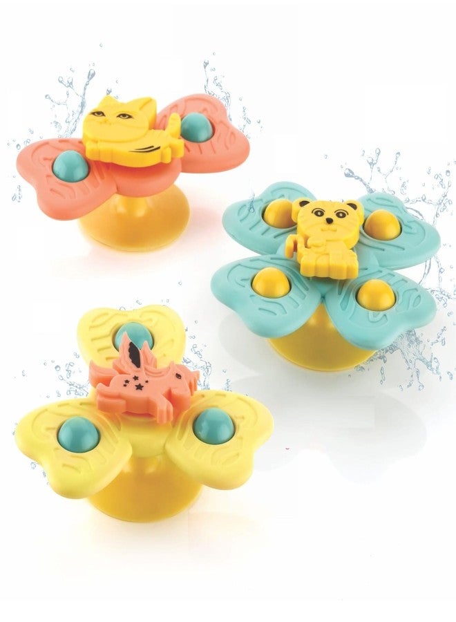 ADKD 3 Pcs Small Suction Baby Spinner Toy for Baby Bath Toys Water Toys for Kids Fidget Spinner Spinning Sensory Toddler Toy - Image 1
