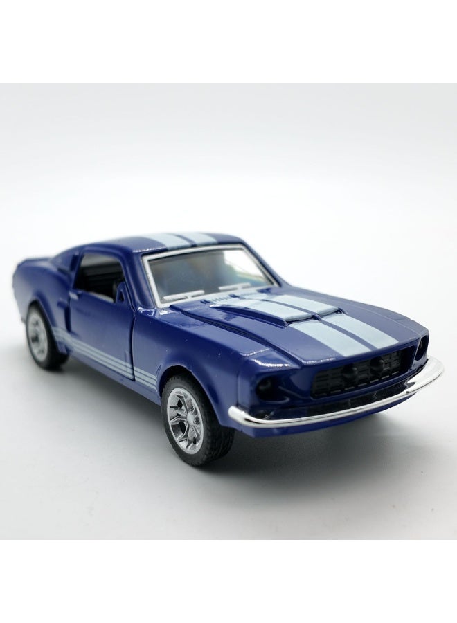 هالامودو مقياس 1:32 فورد شيلبي موستانغ موديل سبائك السيارات الكلاسيكية طراز، لعبة سيارة ذات عضلات مع أبواب مفتوحة، سبيكة زنك دي -كابس لعبة سحب الظهر، هدية زخرفة للبنات الأولاد، لعبة أطفال قابلة للتحويل، أزرق/أبيض، 13.5*4.5*3.5 سم - Image 5