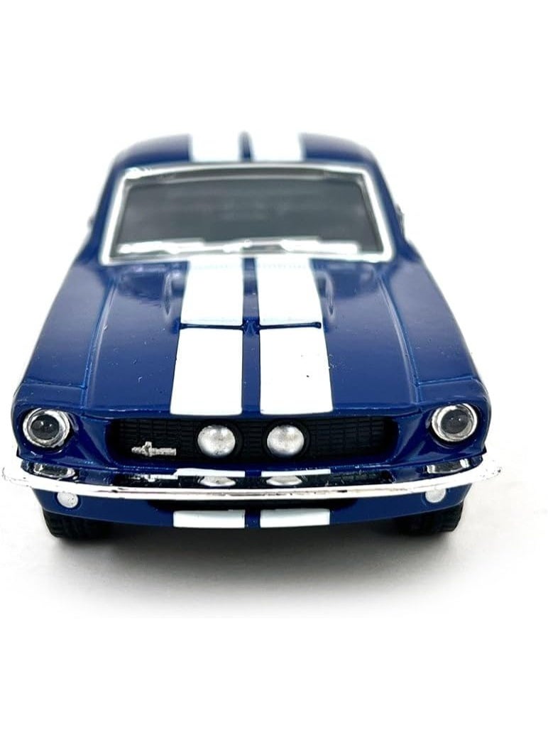 هالامودو مقياس 1:32 فورد شيلبي موستانغ موديل سبائك السيارات الكلاسيكية طراز، لعبة سيارة ذات عضلات مع أبواب مفتوحة، سبيكة زنك دي -كابس لعبة سحب الظهر، هدية زخرفة للبنات الأولاد، لعبة أطفال قابلة للتحويل، أزرق/أبيض، 13.5*4.5*3.5 سم - Image 3