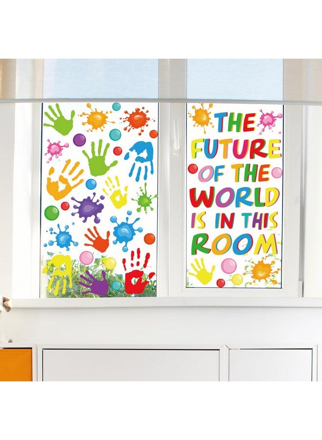 AnyDesign 113Pcs Inspirational Quotes Window Clings Colorful Handprint Back To School Positive Sayings Window Stickers For Home Bedroom School Classroom Nursery Playroom Decoration 9 Sheets - Image 5