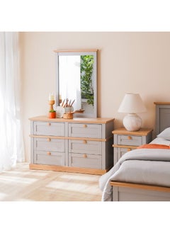 DANUBE HOME Autumn 180X200 King Bed+2 Nightstands+Dresser And Mirror Bedset Strong And Sturdy Modern Design Bed Set Quiet And Comfortable Bedroom Set Made In Malaysia-Grey And Oak  - Image 5