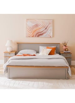 DANUBE HOME Autumn 180X200 King Bed+2 Nightstands+Dresser And Mirror Bedset Strong And Sturdy Modern Design Bed Set Quiet And Comfortable Bedroom Set Made In Malaysia-Grey And Oak  - Image 2