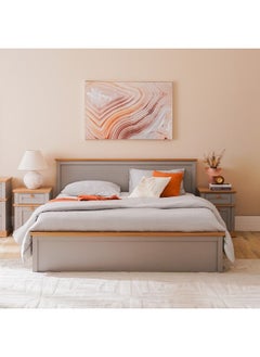 DANUBE HOME Autumn 180X200 King Bed+2 Nightstands+Dresser And Mirror Bedset Strong And Sturdy Modern Design Bed Set Quiet And Comfortable Bedroom Set Made In Malaysia-Grey And Oak  - Image 4