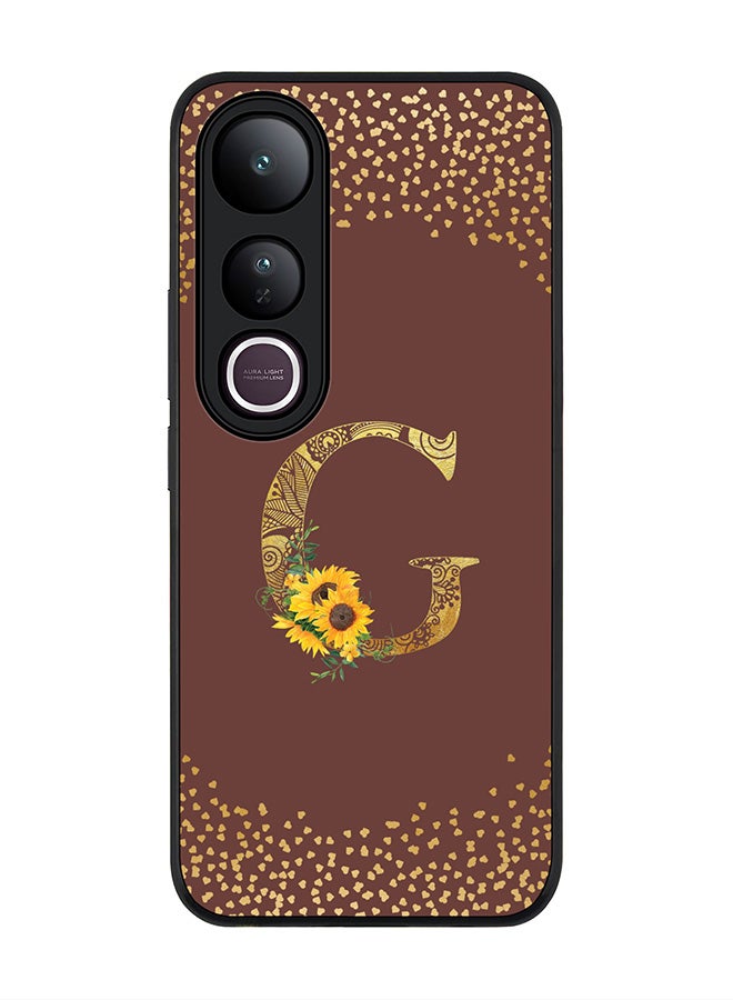 Stylizedd For vivo V50 Lite Case,Slim fit Camera Protection, Shockproof Thin Phone cover  - Custom Floral Monogram - G  (Brown )