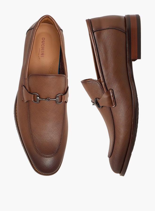 DUCHINI Men Metal Accent Leather Loafers - Image 3