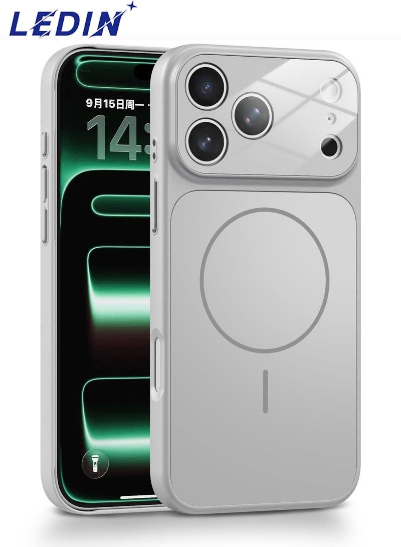 ليدين جراب زجاجي مغناطيسي فاخر لهاتف آيفون 17 برو - متوافق مع الاتصال اللاسلكي، مقاوم لبصمات الأصابع، مقاوم للصدمات والزيوت، غطاء خلفي غير لامع - Image 1