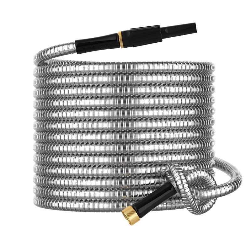 BlueGarden NonExpandable Metal Garden Hose 30 Feet with Sprayer Nozzle Flexible No Kinking Lightweight Heavy Duty Water Pipe Stainless Steel Outdoor Water Hose for Yard 30 ft Male to Female Connector - Image 2