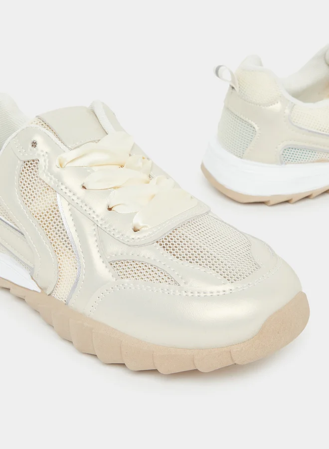 Styli Styli Panelled Lace Up Sneakers