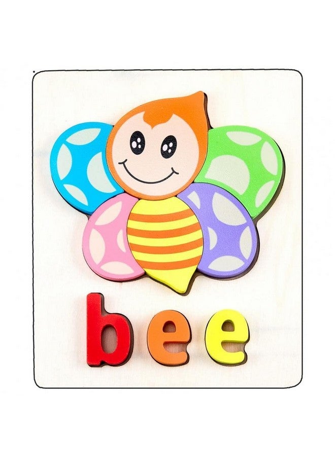سمونيو لعبة أحجية الصور المقطوعة الخشبية ثلاثية الأبعاد المصنوعة يدويًا من سمونيو، مناسبة للأطفال من سن ٣ سنوات فما فوق؛ مكعبات لعب متعددة الألوان لتعليم الحروف والأرقام للأطفال من سن ما قبل المدرسة، للأولاد والبنات (١٥ سم × ١٨ سم، ٣ حشرات) - Image 3