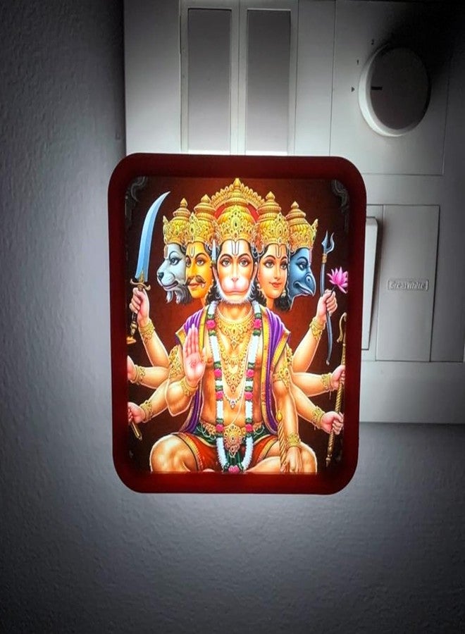 PINESFRAME LED Photo Night Lamp, with PANCHMUKHI Hanuman Photo,4 x 4 inch Picture Frame,Pack of 1, Custom Gift for Birthday, Anniversary, Home Decor & All Occasions (PANCHMUKHI Hanuman) - Image 1
