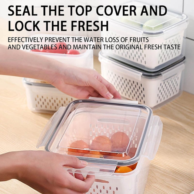 klarako Saver containers for refrigerator, airtight Locking lids 100% Leak Proof Organizer Bins,BPA-Free draining keep Fresh Plastic box for Veggie Fruit Lettuce and Salad (800ml) - Image 3