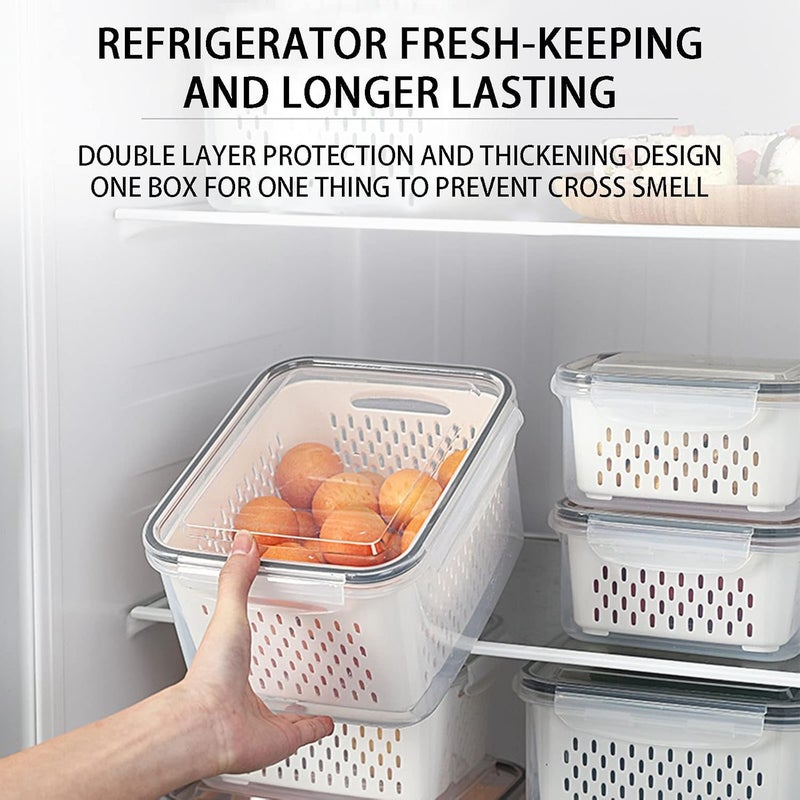 klarako Saver containers for refrigerator, airtight Locking lids 100% Leak Proof Organizer Bins,BPA-Free draining keep Fresh Plastic box for Veggie Fruit Lettuce and Salad (800ml) - Image 5