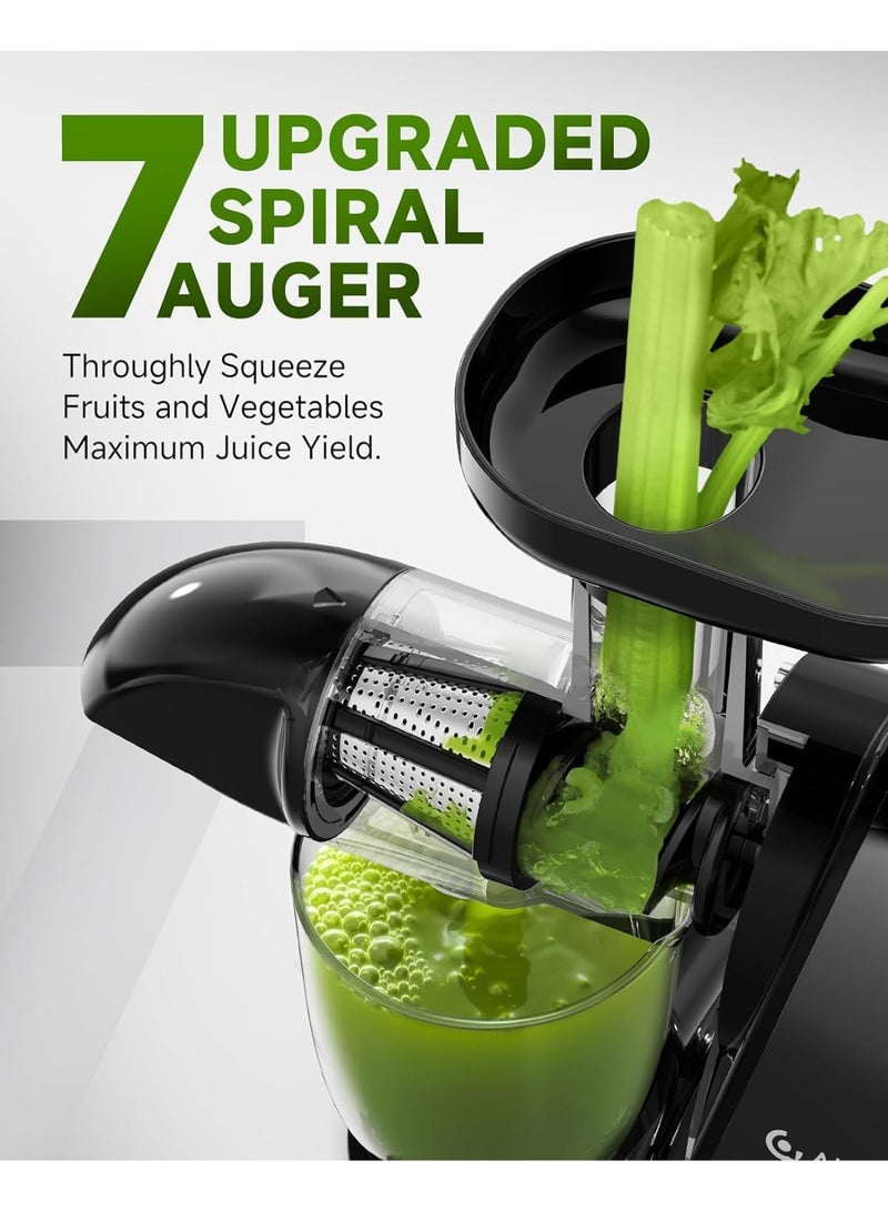 amzchef Cold Press Slow Juicer, Electric Masticating Machine for Fruits and Vegetables, with 2 Cups and Brush (Black) - Image 4