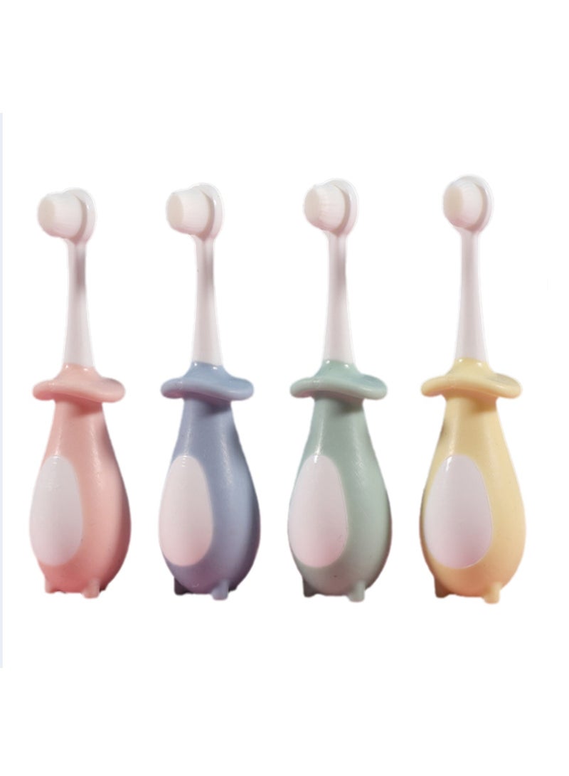 Children's Toothbrush Cartoon Penguin Shape Baby Hair Toothbrush Teeth Protection Children's Toothbrush.(4 Pieces) - Image 1