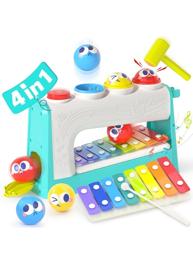 HOLA Multifunctional Music Center 4In1 Montessori Toy With Pounding Game, Color Matching, Xylophone, Rolling Ball Game, Sensory Exploration, Educational Toys, Hand-Eye Coordination & Motor Skills 12M+  - Image 1