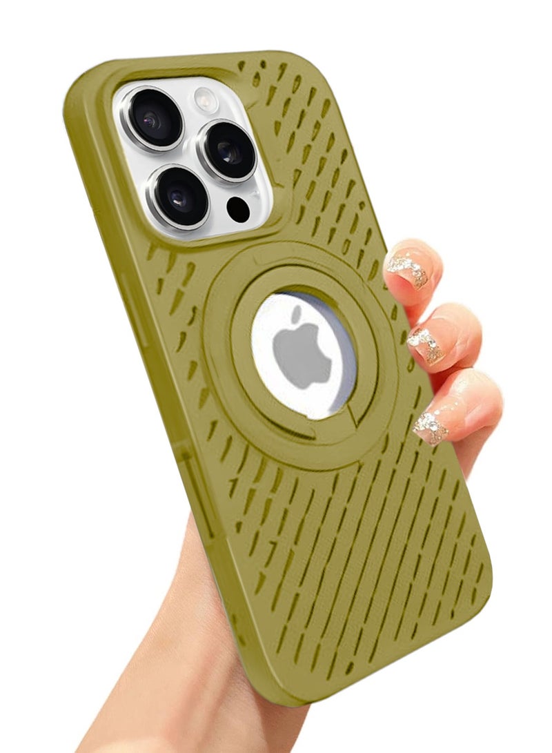 Wtech Apple iPhone 16 Pro 2024 Premium Silicone Magsafe with Ring Finger Grip Case Cover - Gold - Image 4