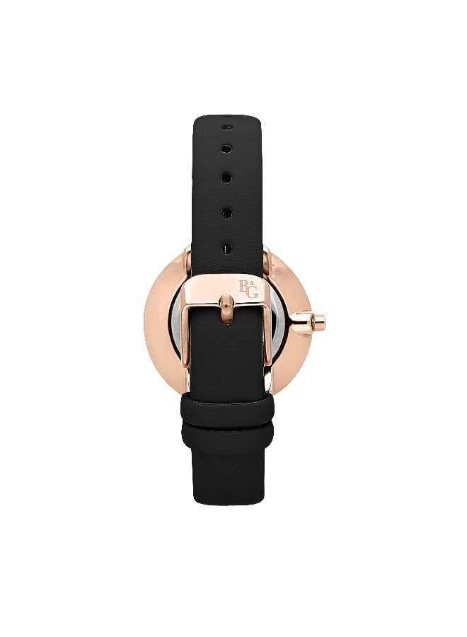 B&G Women's Black Round Analog Dial with Black Polyurethane Band Watch - 32mm - R3851311501 - Image 5