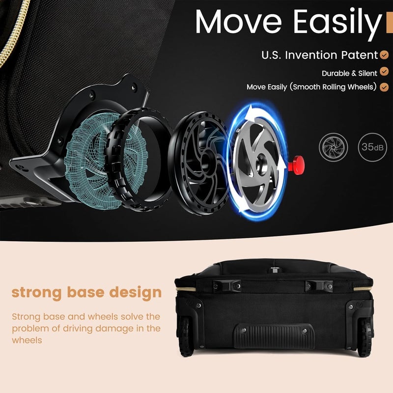 RUCYEN Rolling Laptop Bag,Rolling Briefcase for Men & Women,Laptop Briefcase on Wheels,Carry On Bag for Business Travel, Black+Golden Zipper, Contemporary - Image 4