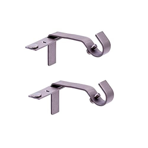 Kenney Fast Fit 5/8" No Measure Curtain Rod Brackets, Pewter - Image 1