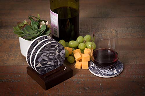 CoasterStone Slotted Wood Holder for Round, Holds up to 4.25 Inch Wide Coasters, Dark Brown - Image 2