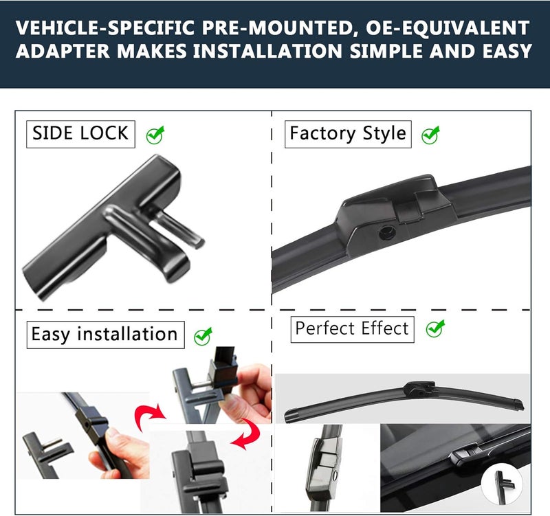 AUTOBOO مجموعة شفرات مساحات الزجاج الأمامي AUTOBOO OEM لسيارات BMW الفئة 5 و 7 (2010-2016) - 26"/18" - Image 2