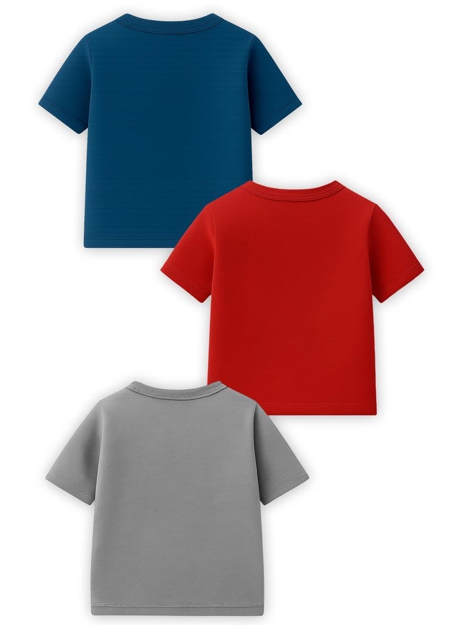 Kidbee Baby Jabla Front Open Half Sleeves Soft Cotton T-Shirt Top with Cute Chest Print - Pack of 3 (in, Age, 6 Months, 9 Months, Regular, PL-JHS-Multi-3pc-A) - Image 2