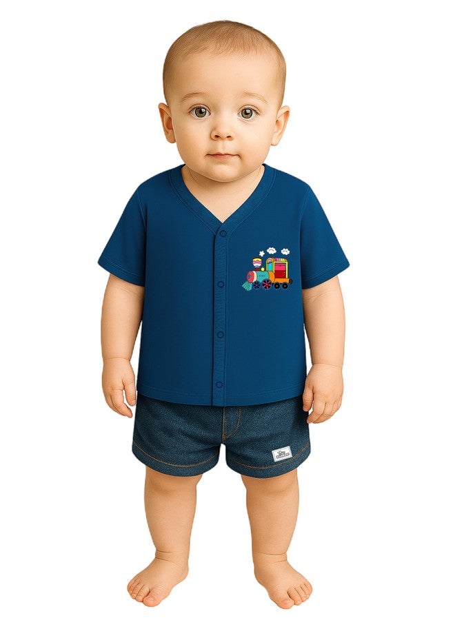 Kidbee Baby Jabla Front Open Half Sleeves Soft Cotton T-Shirt Top with Cute Chest Print - Pack of 3 (in, Age, 6 Months, 9 Months, Regular, PL-JHS-Multi-3pc-A) - Image 4