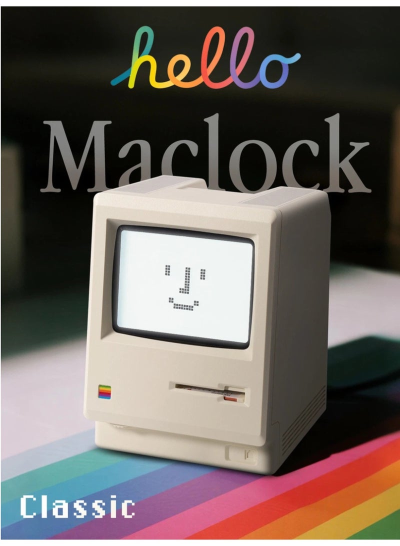 منبه Maclock Retro | ساعة رقمية بتصميم كمبيوتر شخصي كلاسيكي من عام 1984 لتزيين المكتب - Image 1