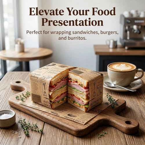 MHFOOU 100 Sheets Newsprint Deli Paper, Disposable Flat Deli Paper with Newsprint, Sandwich Wrapping Papers Deli Wrapping Sheets for Kitchen, Outdoor Picnic, Burgers and Sandwich,15x11 Inches - Image 5
