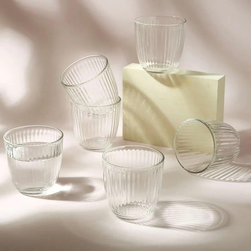 GLASSWARE Glasses for Water Vertical Striped Glass Shot Glasses Drinking Water Glass Coffee Cups Water Cup Wine Glass Beverage Glass Pack of 4310 ML - Image 3