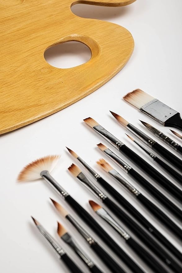 QALAM Kaari Handmade Professional Artist Painting Brush Set for Acrylic, Watercolor, & Gouache Painting - Cruelty-Free (15 Assorted Brushes)(Wood), Synthetic Bristle  - Image 4