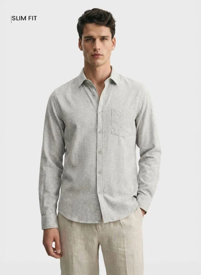 The Indian Garage Co Men Slim Fit Solid Round Neck Full Sleeves Shirt