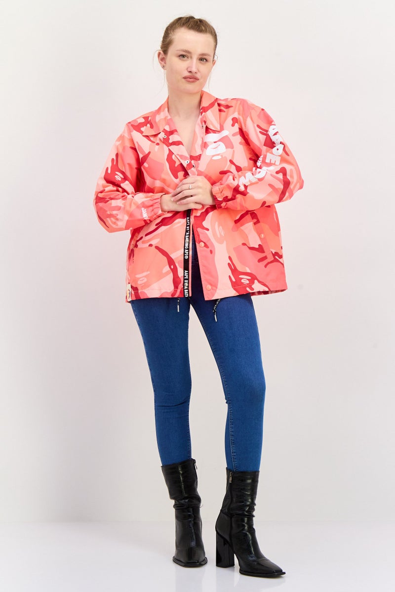 Aape By A Bathing Ape Women Camouflage Windbreaker Jacket, Peach Combo  - Image 3