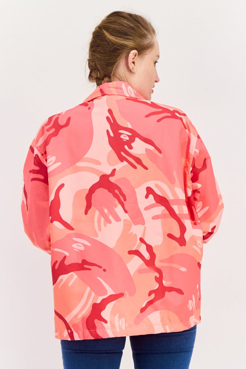 Aape By A Bathing Ape Women Camouflage Windbreaker Jacket, Peach Combo  - Image 4