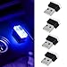 Hbxdeco 4 PCS USB LED Car Interior Atmosphere Lamp Portable Mini Auto LED Decor Night Light Plugin USB Interface Ambient Lighting Kit Universal Car Interior AccessoriesBlue - Image 2