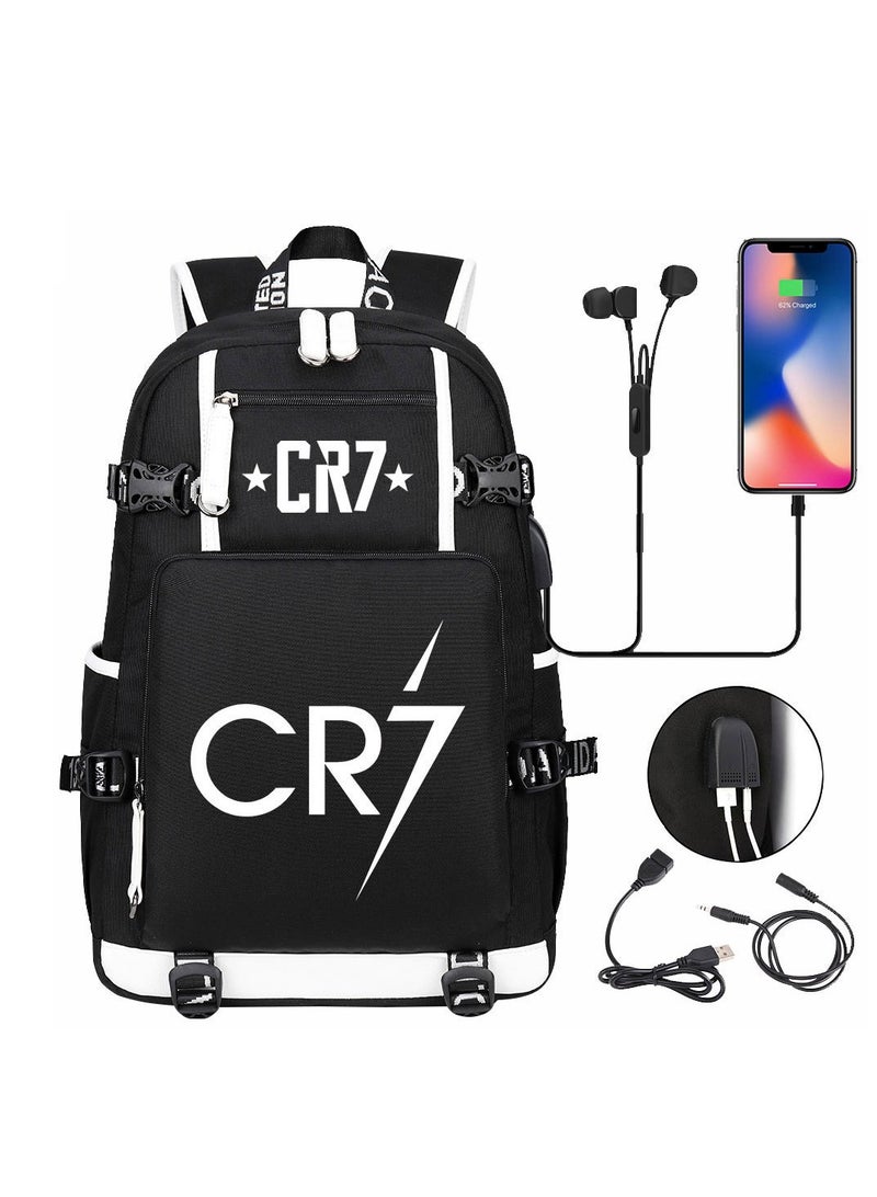 CR7 USB Printed Earphones For Youth Leisure Travel Backpack 