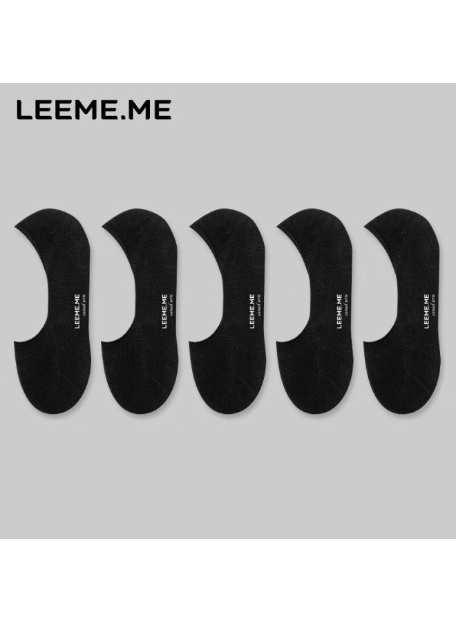 Leeme.me Women's Spring And Summer Antibacterial Ultra-transparent Boat Socks, Shallow Mouth Ladies Socks, 5 Black, One Size Fits All - Image 1