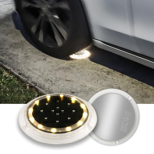 SHONELIGHTING Solar Dock Lights Outdoor Waterproof, Flat Low Profile Disc LED for Deck, Driveway, Ground & Pathway, Anti-Slip & Anti-Trip (Warm White, 6Pack) - Image 1