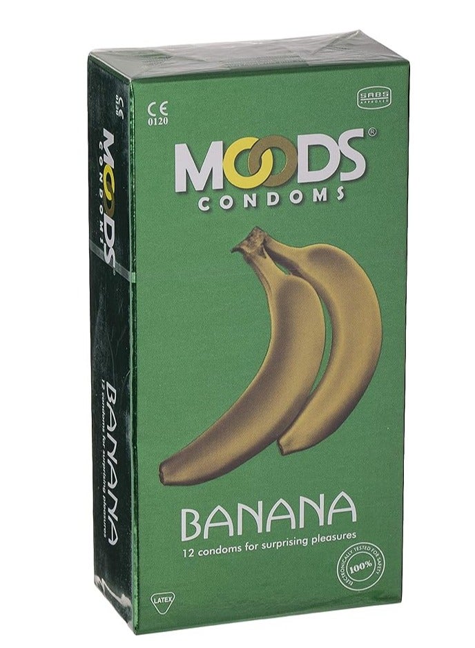 Banana Flavoured Condoms Lubricated Latex Protection 12 Pieces Premium Scented Condoms