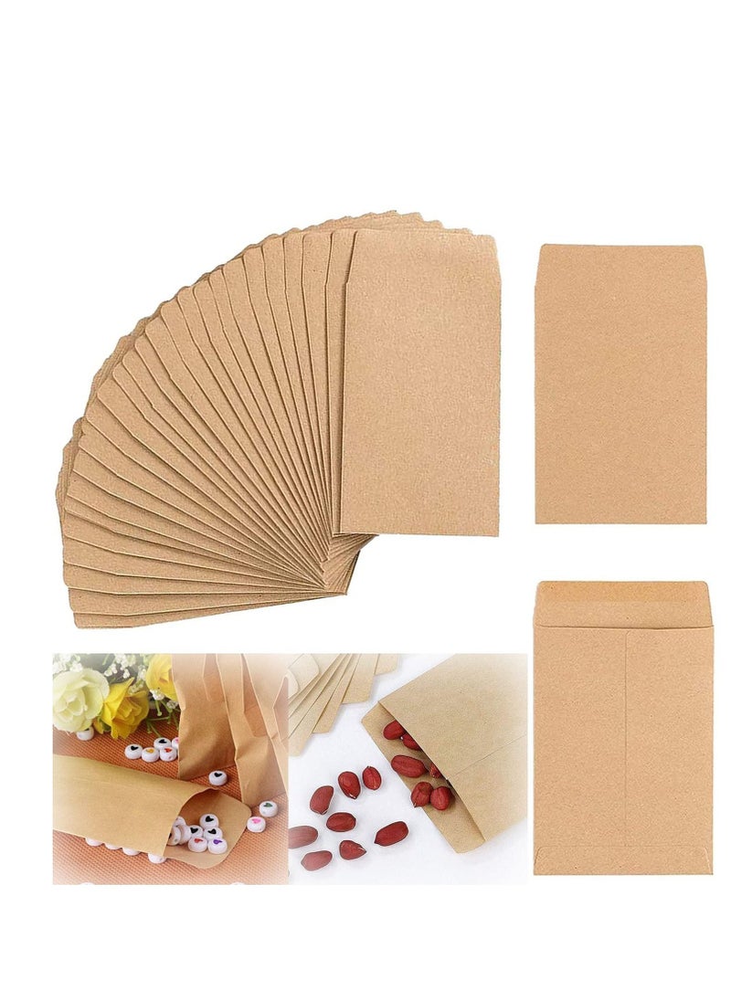SYOSI 100 Pack Kraft Coin Envelopes, Small Parts Envelopes Kraft Seed Envelopes Stamps Storage Packets Envelopes for Home Garden, Office or Wedding Gift(3.23"×4.53") Small  - Image 1
