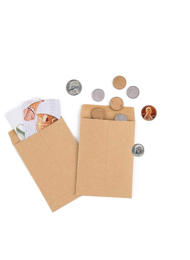 SYOSI 100 Pack Kraft Coin Envelopes, Small Parts Envelopes Kraft Seed Envelopes Stamps Storage Packets Envelopes for Home Garden, Office or Wedding Gift(3.23"×4.53") Small  - Image 3