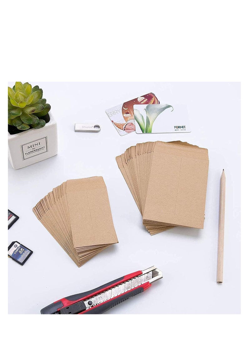 SYOSI 100 Pack Kraft Coin Envelopes, Small Parts Envelopes Kraft Seed Envelopes Stamps Storage Packets Envelopes for Home Garden, Office or Wedding Gift(3.23"×4.53") Small  - Image 2