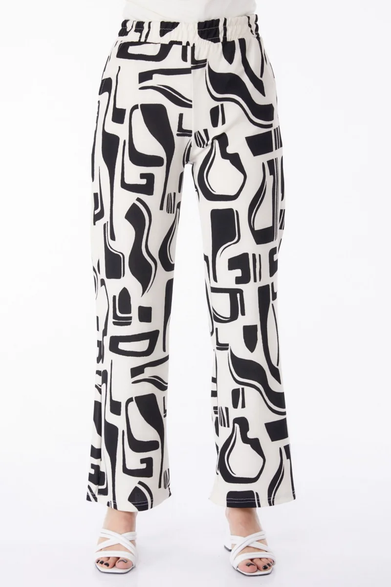 Tofisa Plain Mid Women's White Patterned Trousers - 25317