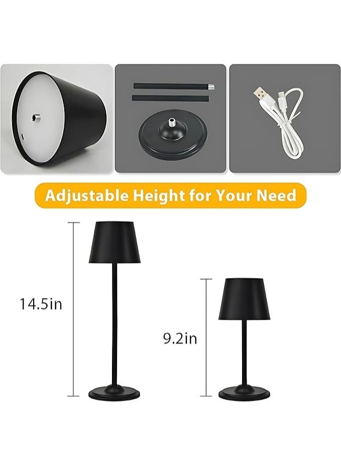 zentora LED Cordless Table Lamp, Rechargeable 5000mAh Touch Control Desk Lamp with 3-Color Dimming, Metal Body, Portable Table Light for Bedroom, Restaurants, Bars, Parties & Camping – Black - Image 4