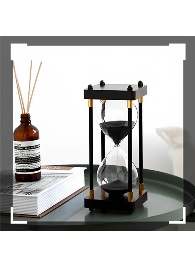 Bukela Large Color Hourglass Timer 30 Minute,Large Sand Timer,Vintage Wooden Decorative Hour Glass Timer,Modern Home Kitchen Office Decoration Hourglass Clock(Black) - Image 5